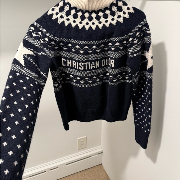 Dior Sweaters - Dior Black and Cream Patterned Sweater